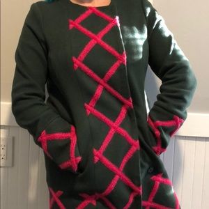 Anthropologie green and pink coat